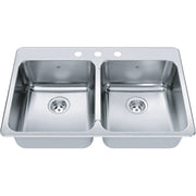 Kindred Steel Queen 33.38" drop-in stainless steel kitchen sink QDLA2233-8-3