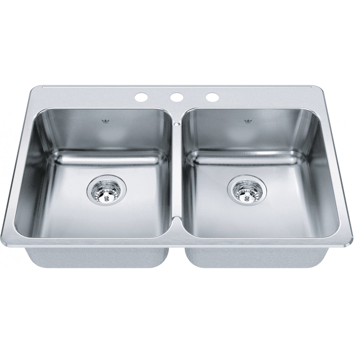 Kindred Steel Queen 33.38" drop-in stainless steel kitchen sink QDLA2233-8-3