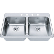 Kindred Steel Queen 33.38" drop-in stainless steel kitchen sink QDLA2233-8-4
