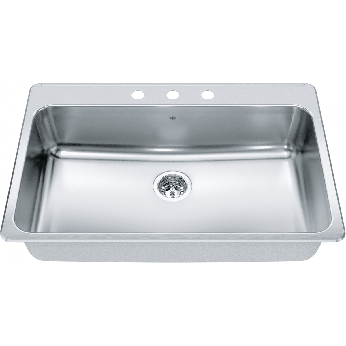 Kindred Steel Queen 33.38" drop-in stainless steel kitchen sink QSLA2233-8-3