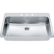 Kindred Steel Queen 33.38" drop-in stainless steel kitchen sink QSLA2233-8-3