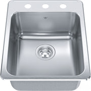 Kindred Steel Queen 17.25" drop-in stainless steel kitchen sink QSLA2217-8-3