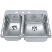 Kindred Steel Queen 27.25" drop-in stainless steel kitchen sink QCLA2027L-8-3