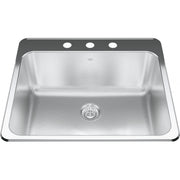 Kindred Steel Queen 25.25" drop-in stainless steel kitchen sink QSLA2225-10-3