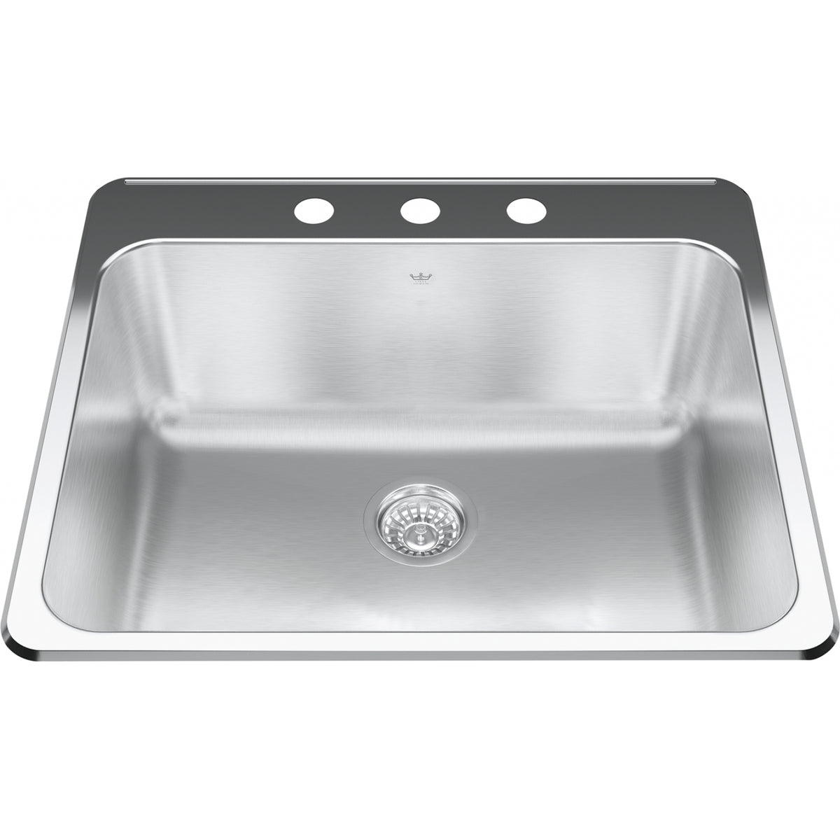 Kindred Steel Queen 25.25" drop-in stainless steel kitchen sink QSLA2225-10-3