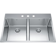 Kindred Brookmore 33" drop-in stainless steel kitchen sink BDL2233-9-3