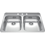 Kindred Reginox 33.38" drop-in stainless steel kitchen sink RDLA3322-55-3
