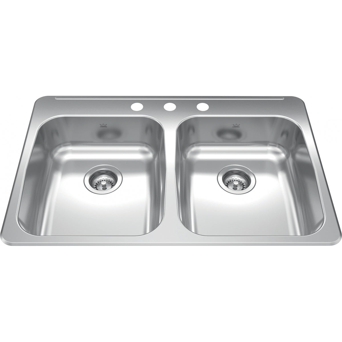 Kindred Reginox 33.38" drop-in stainless steel kitchen sink RDLA3322-55-3