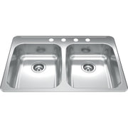Kindred Reginox 33.38" drop-in stainless steel kitchen sink RDLA3322-55-4