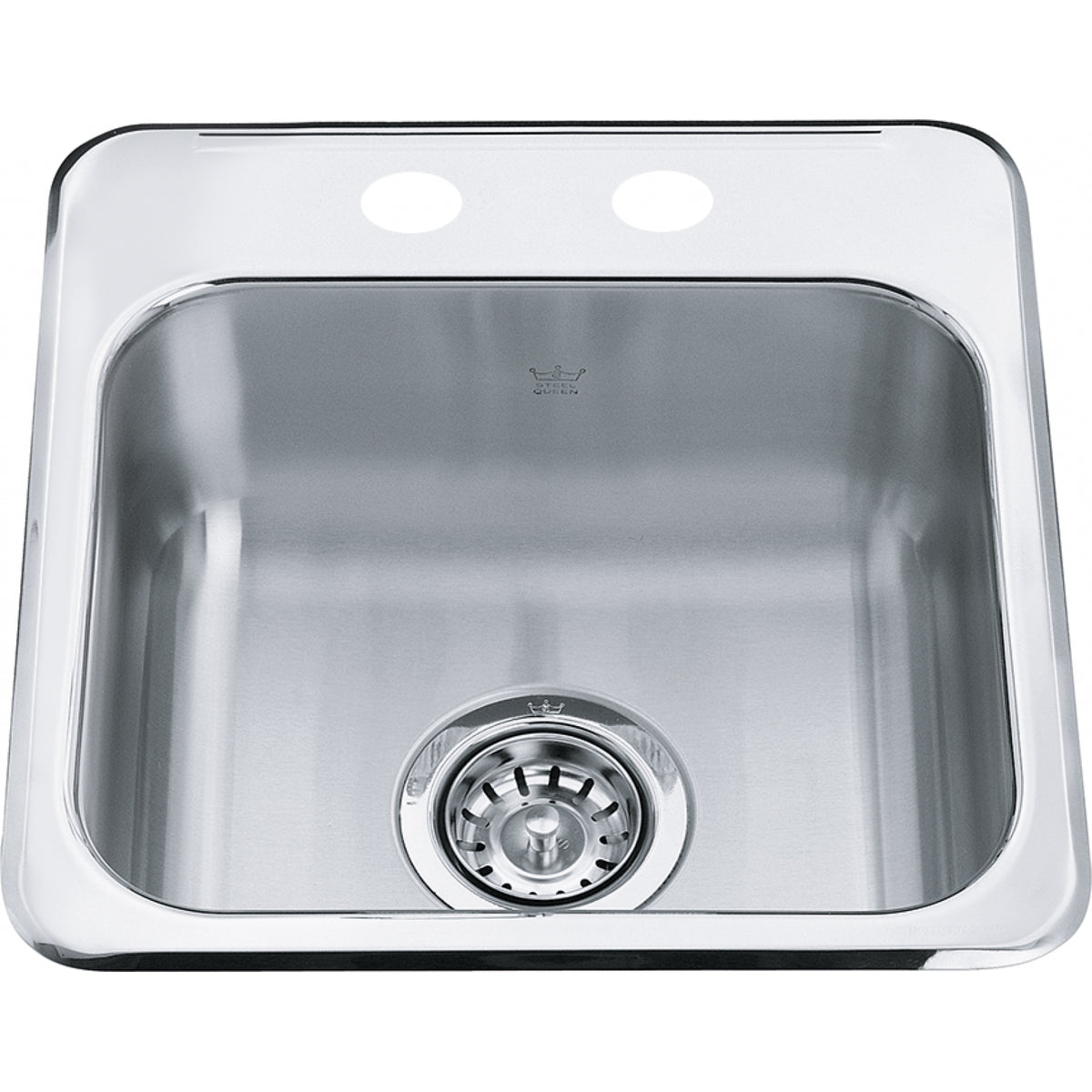 Kindred Steel Queen 15.13" drop-in stainless steel kitchen sink QSL1515-6-2