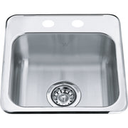 Kindred Steel Queen 15.13" drop-in stainless steel kitchen sink QSL1515-6-2