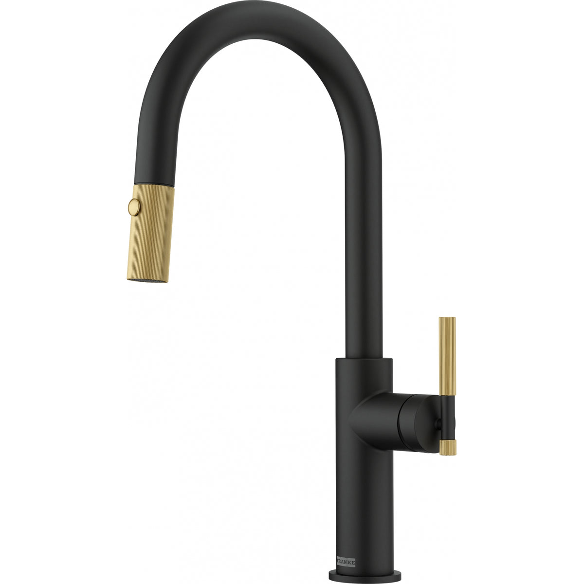 Franke Maris Stripes pull-down kitchen faucet STR-PD in Bi-Matte Black/Gold