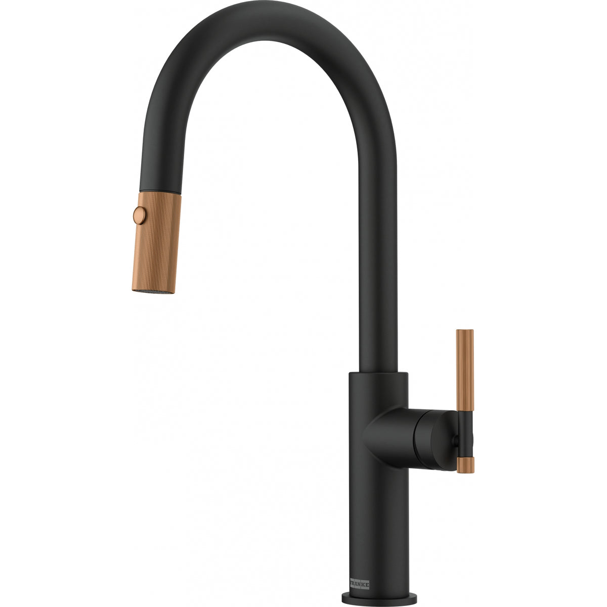 Franke Maris Stripes pull-down kitchen faucet STR-PD in Bi-Matte Black/Copper