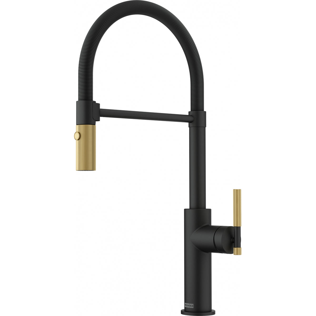 Franke Maris Stripes semi-pro pull-down kitchen faucet STR-SP in Bi-Matte Black/Gold