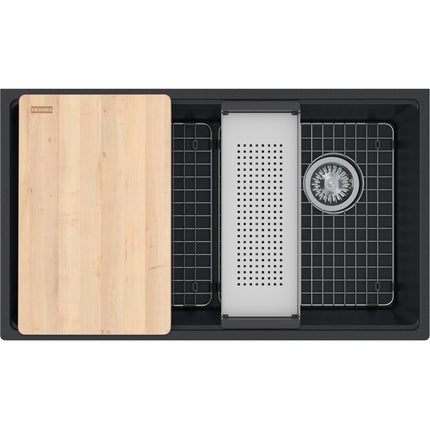 Franke Maris 33-in. x 19.3-in Granite Undermount Single Bowl Workcenter Kitchen Sink Stone Grey Franke