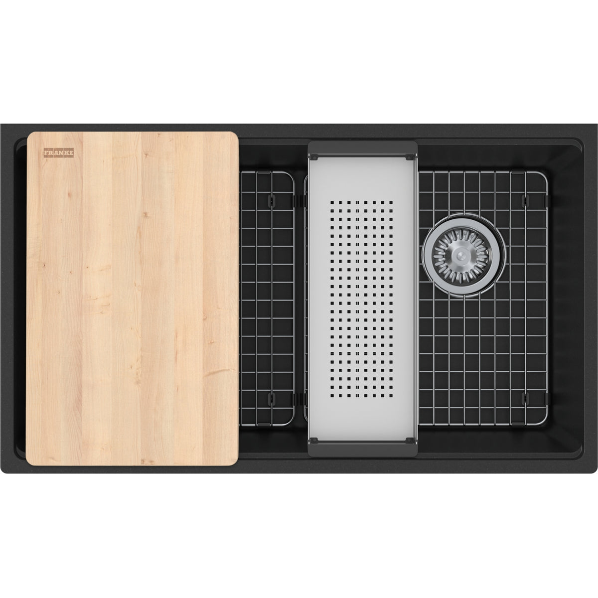 Franke Maris 33" undermount fragranite kitchen sink MAG11031OW-WKC in Matte Black
