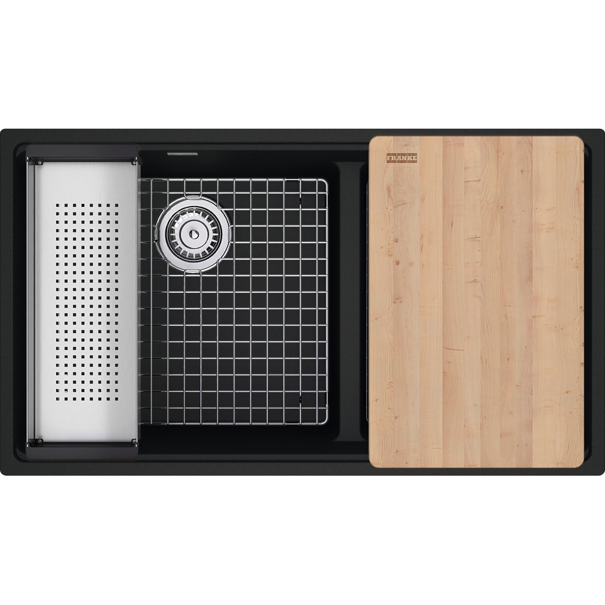 Franke Maris 33" undermount fragranite kitchen sink MAG1601812LD-WKC in Matte Black