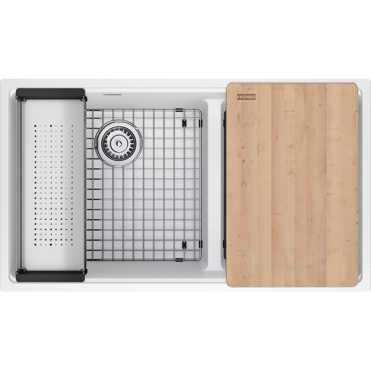 Franke Maris 33" undermount fragranite kitchen sink MAG1601812LD-WKC in Polar White