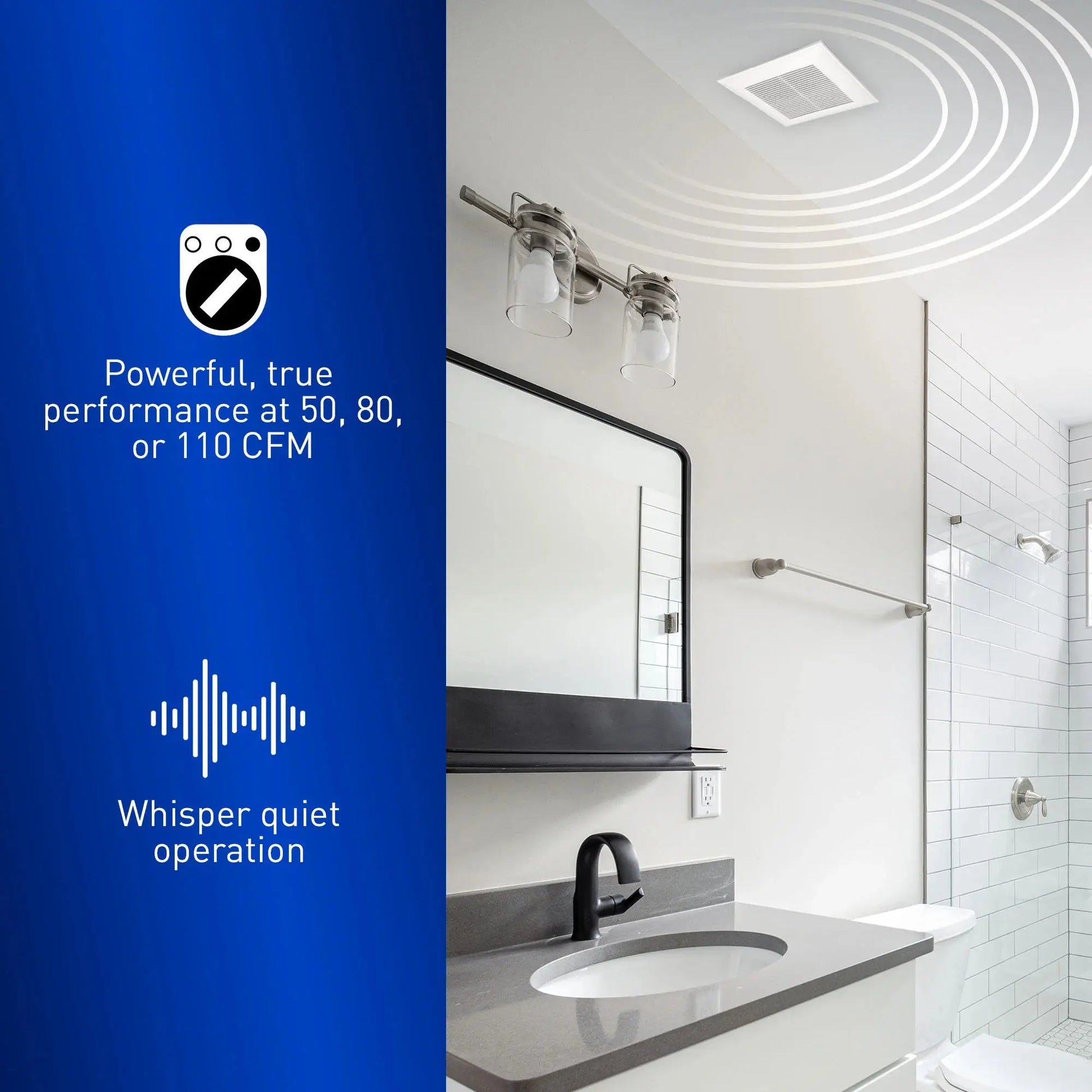 Panasonic WhisperCeiling DC Fan with SmartFlow, 50-80-110 CFM - FV-0511VQ1 - Plumbing Market