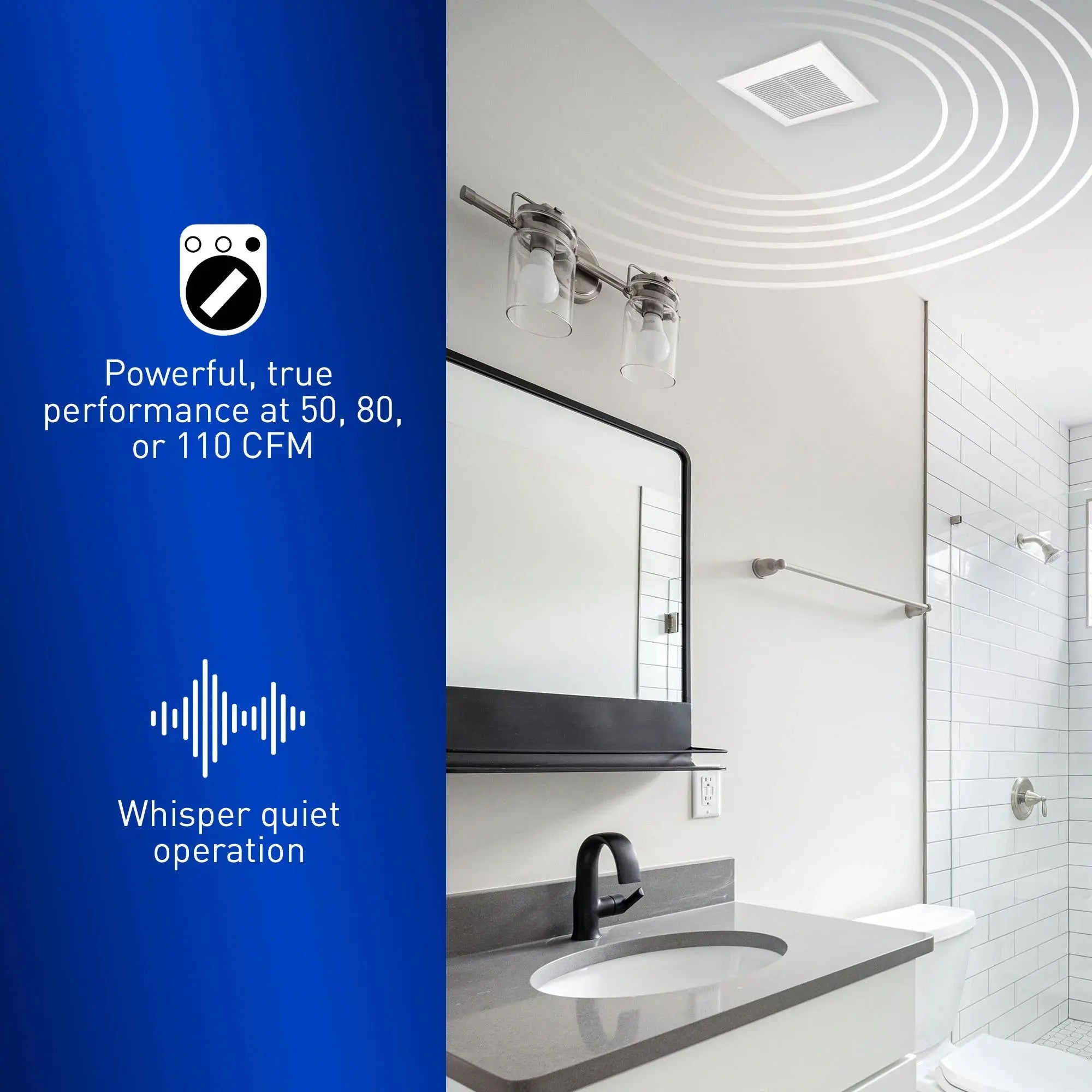 Panasonic WhisperCeiling DC Fan with SmartFlow, 50-80-110 CFM - FV-0511VQ1 - Plumbing Market