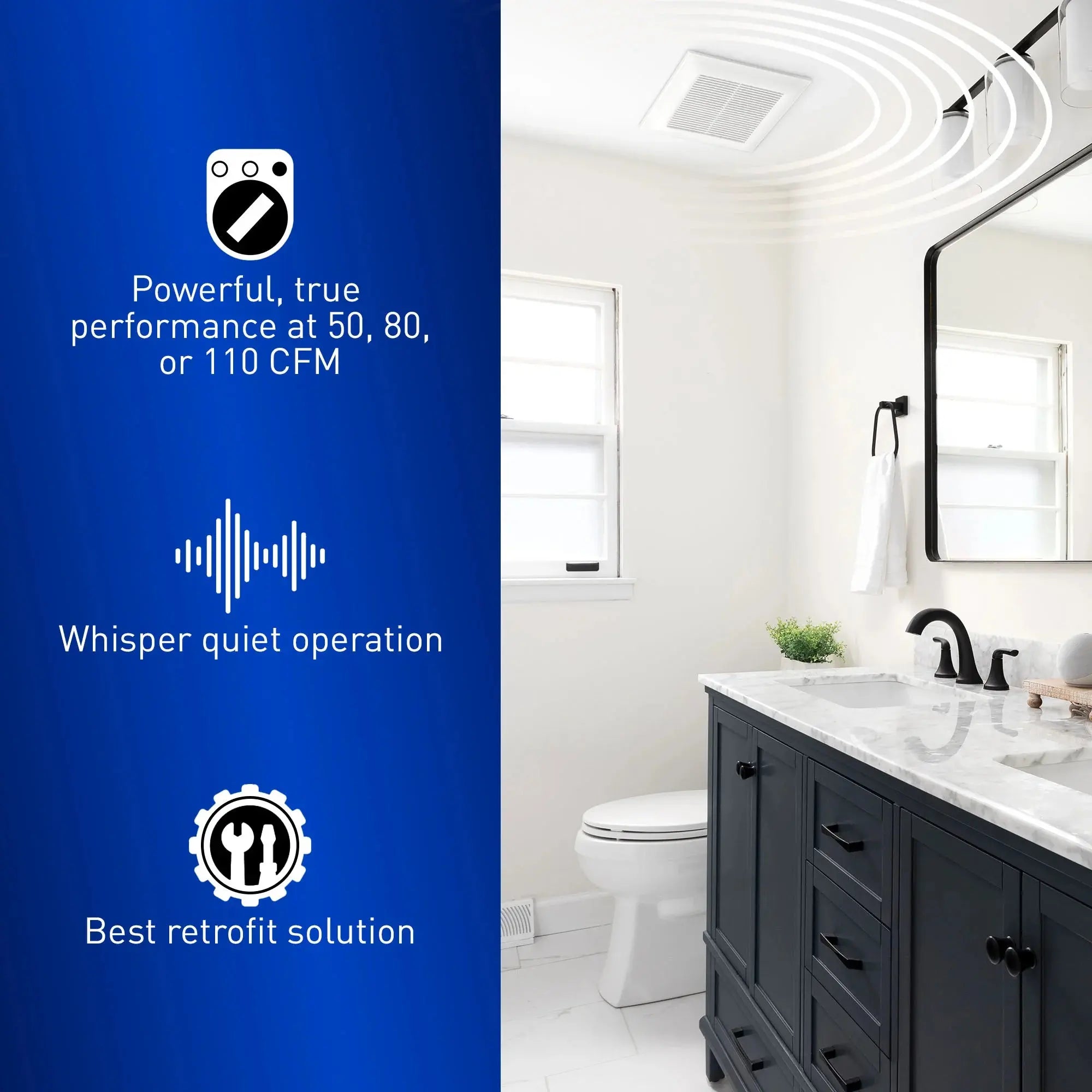 Panasonic WhisperFit DC Fan, 50-80-110 CFM - Plumbing Market