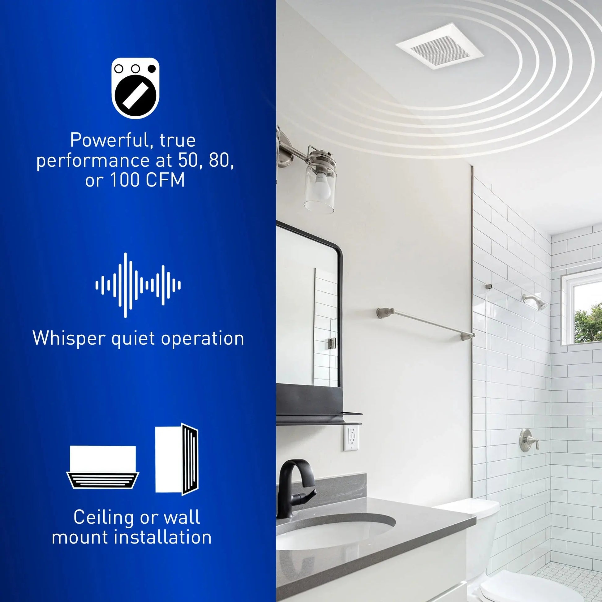 Panasonic WhisperValue DC Fan with Pick-A-Flow, 50-80-100 CFM - FV-0510VS1 - Plumbing Market