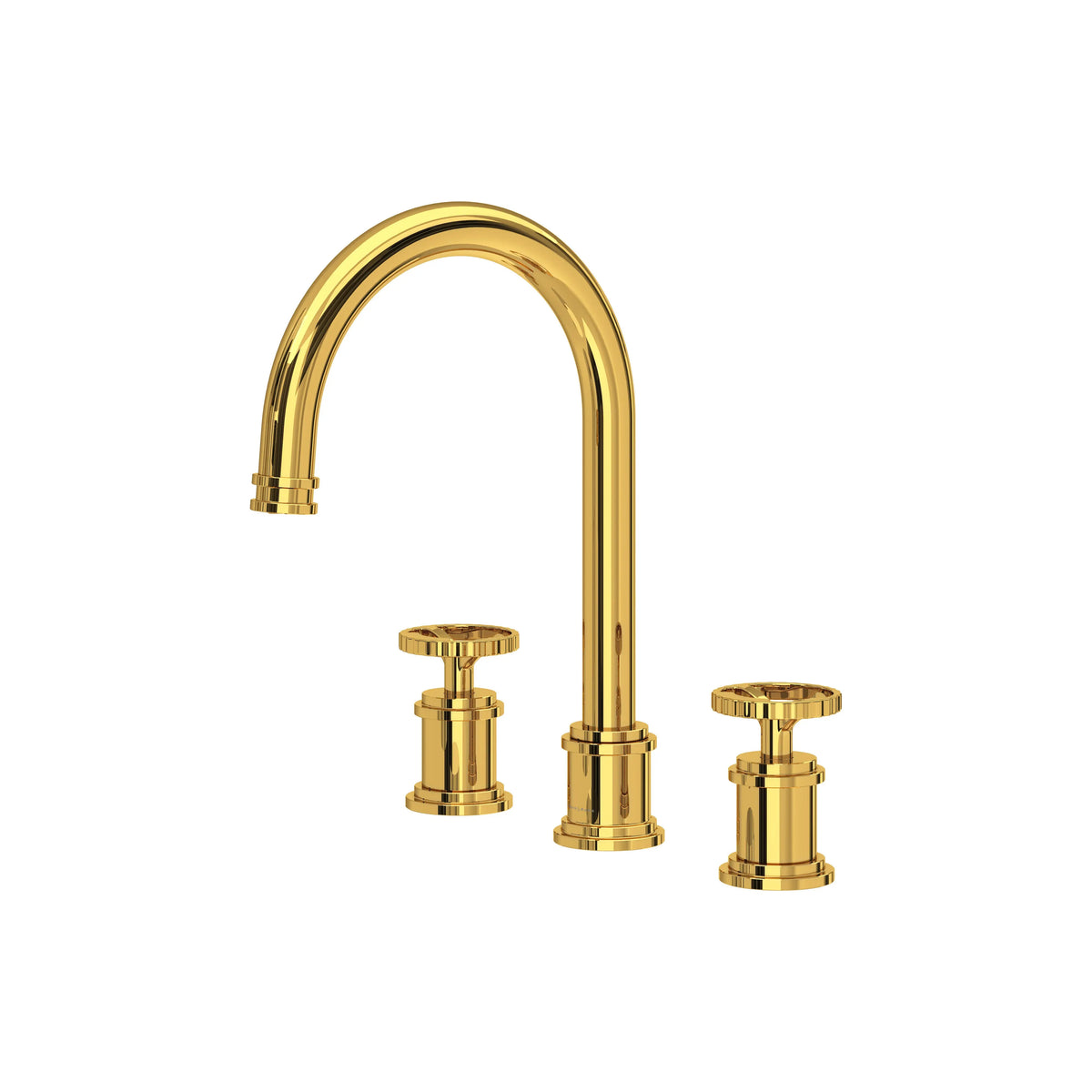 Perrin & Rowe Armstrong Widespread Lavatory Faucet With C-Spout U.AR08D3IW - Unlacquered Brass