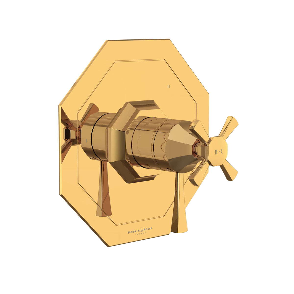Perrin & Rowe Deco 1/2" Therm & Pressure Balance Trim With 3 Functions U.TDC47W1 - English Gold