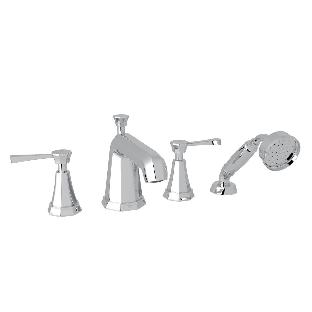Perrin & Rowe Deco 4-Hole Deck Mount Tub Filler U.3152 - Polished Chrome
