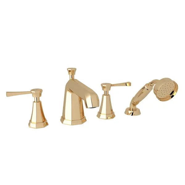 Perrin & Rowe Deco 4-Hole Deck Mount Tub Filler U.3152 - English Gold