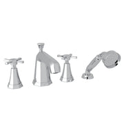 Perrin & Rowe Deco 4-Hole Deck Mount Tub Filler U.3153 - Polished Chrome