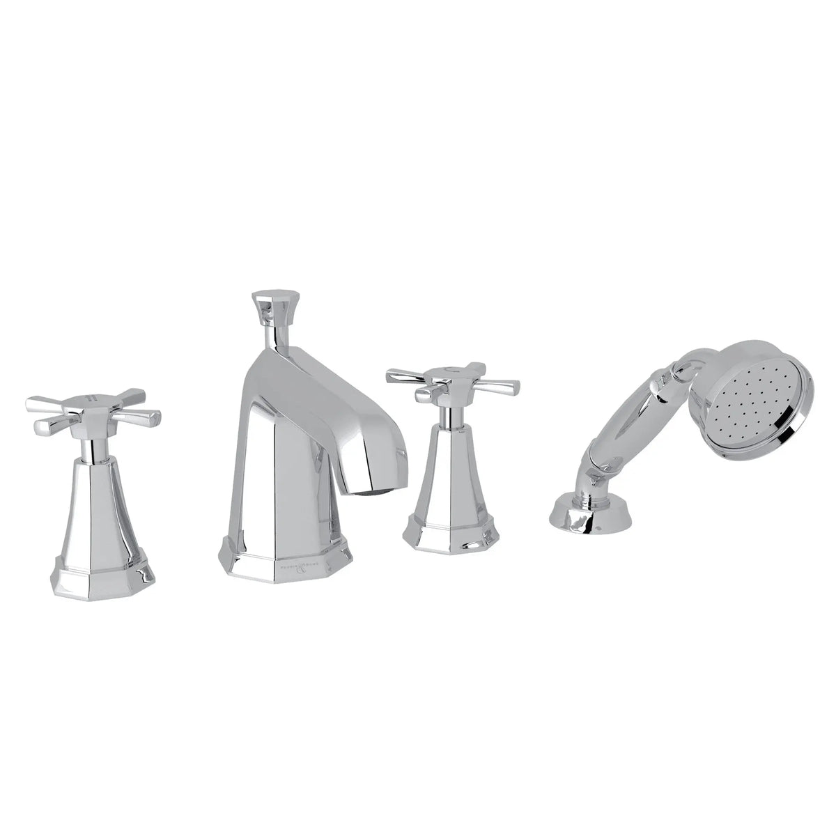Perrin & Rowe Deco 4-Hole Deck Mount Tub Filler U.3153 - Polished Chrome