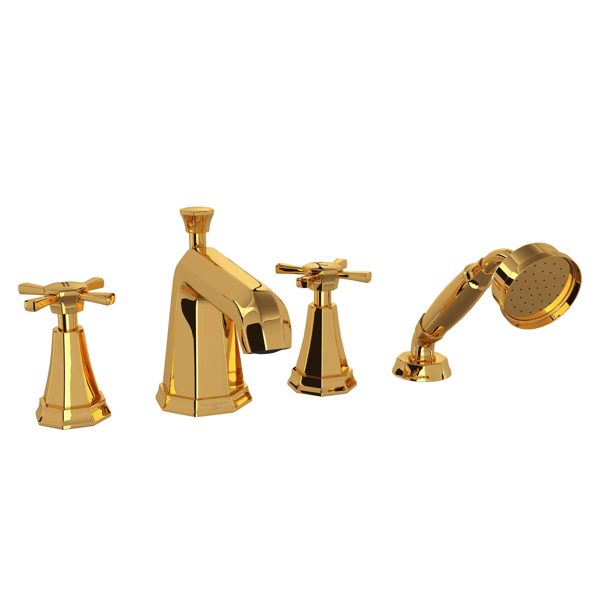 Perrin & Rowe Deco 4-Hole Deck Mount Tub Filler U.3153 - English Gold