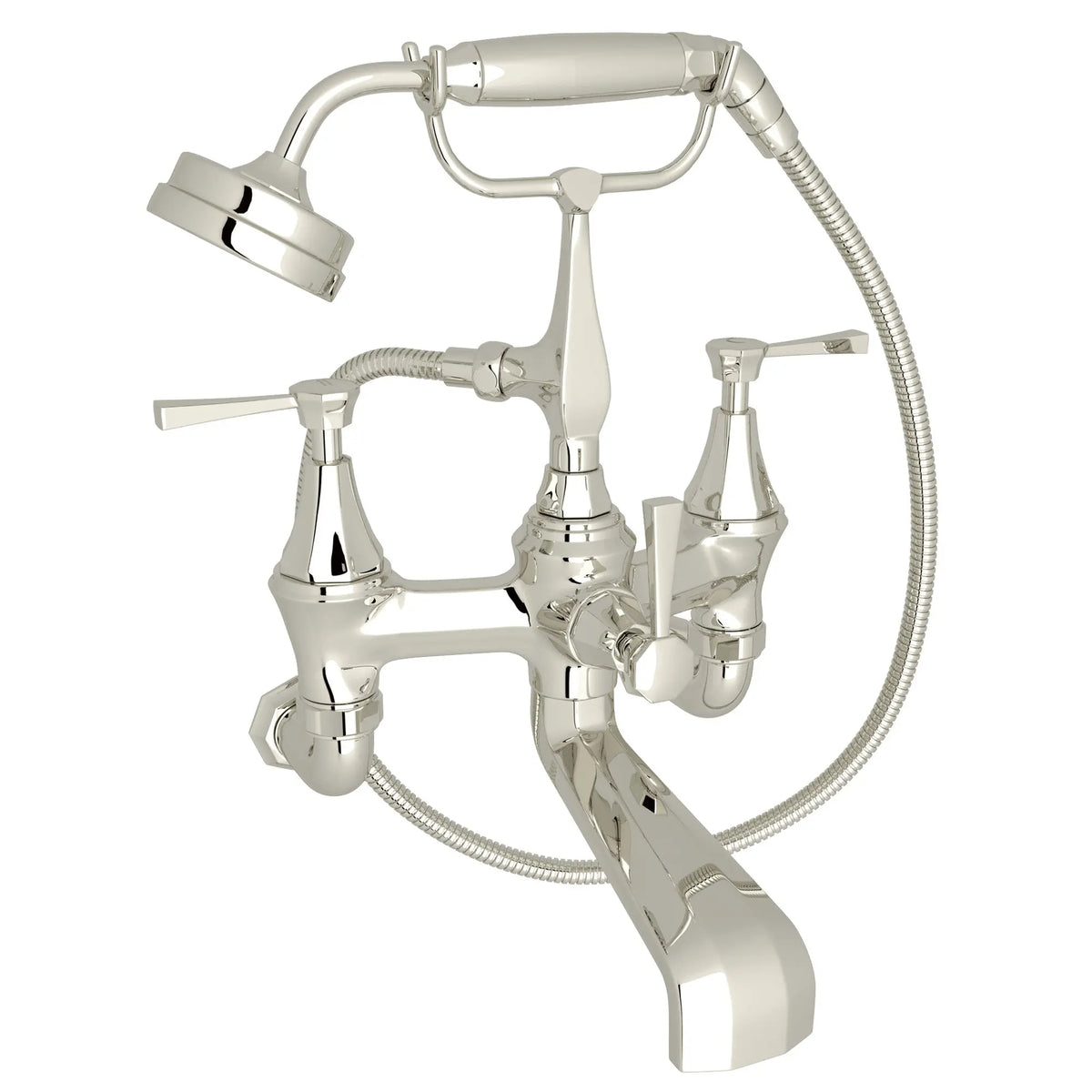 Perrin & Rowe Deco Exposed Wall Mount Tub Filler U.3110 - Polished Nickel