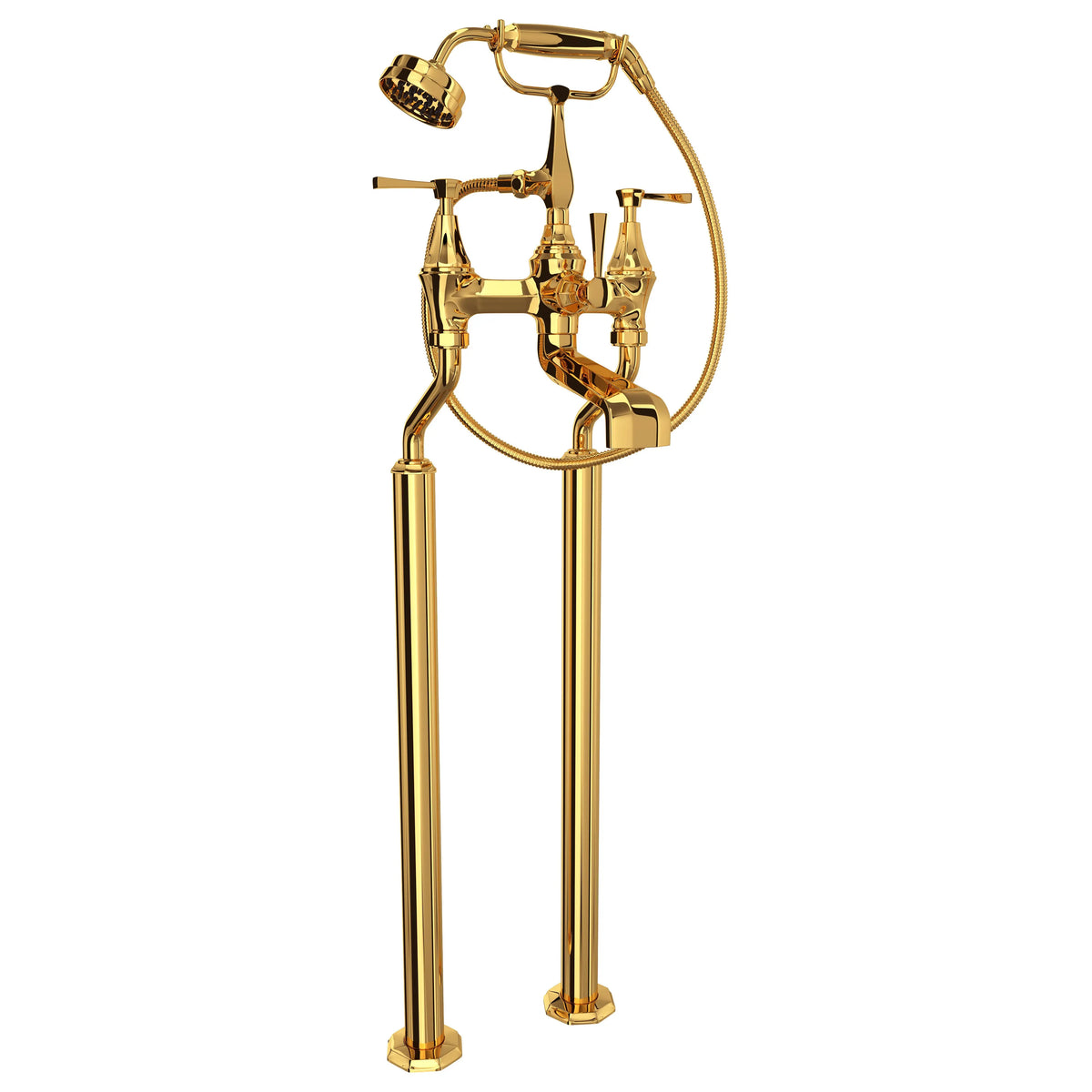 Perrin & Rowe Deco Floor Mount Tub Filler U.3120 - English Gold