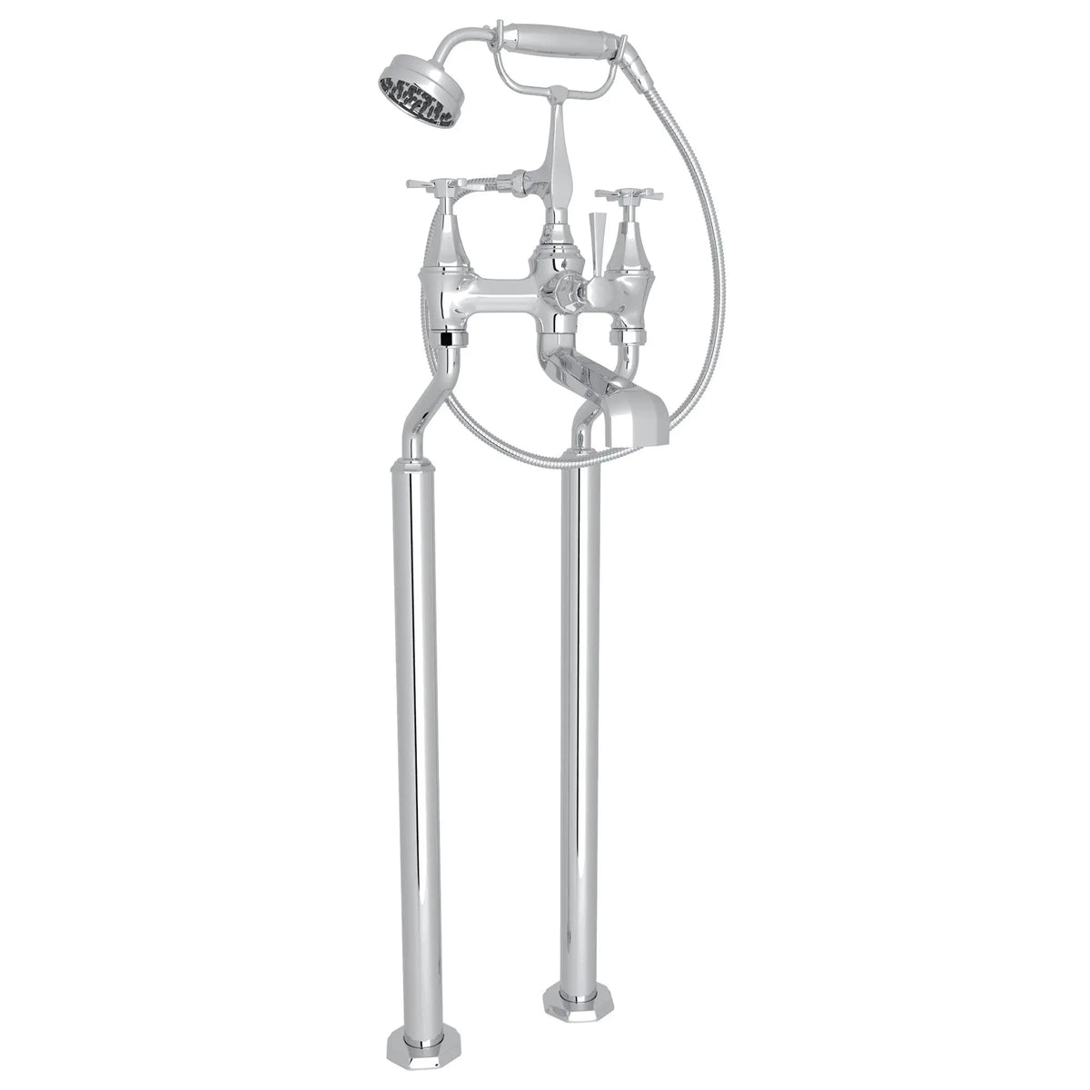 Perrin & Rowe Deco Floor Mount Tub Filler U.3121 - Polished Chrome