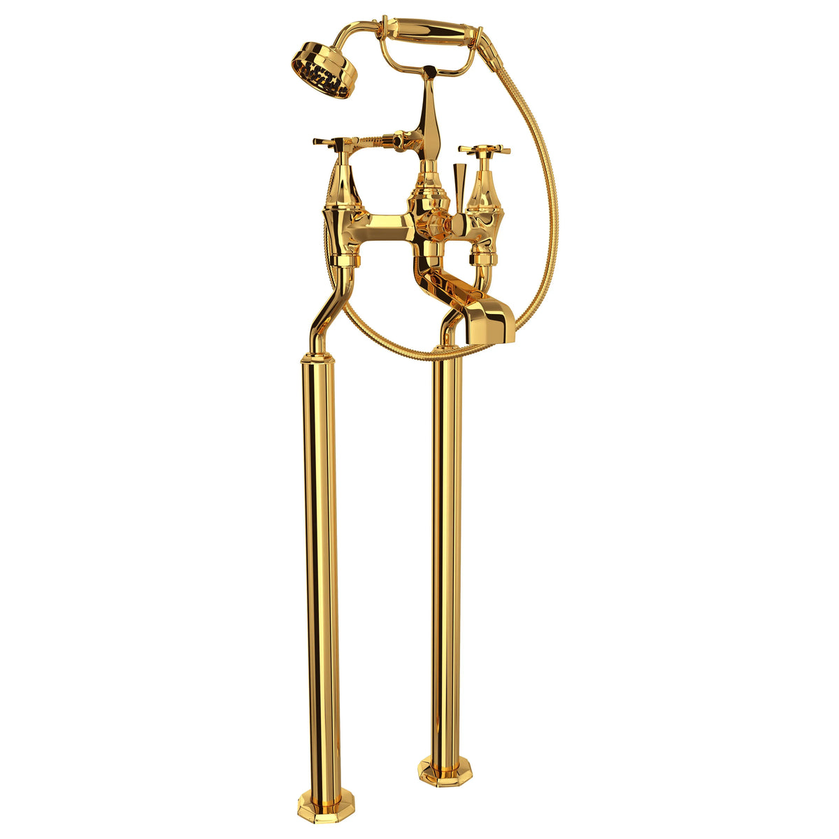 Perrin & Rowe Deco Floor Mount Tub Filler U.3121 - English Gold