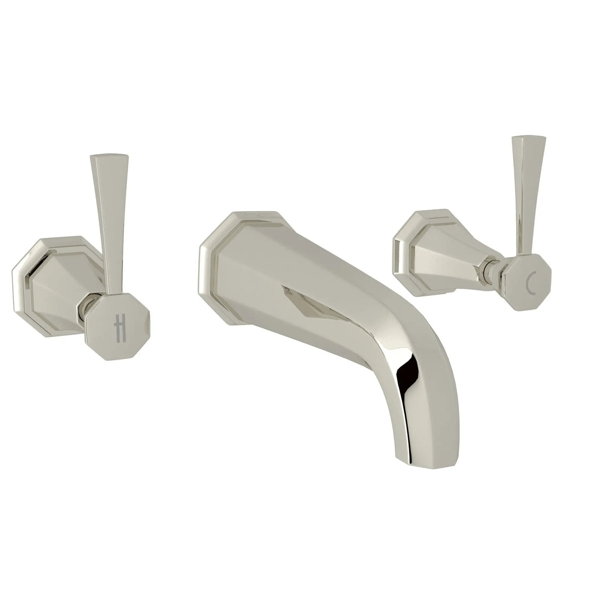 Perrin & Rowe Deco Wall Mount Lavatory Faucet Trim U.3170 - Polished Nickel