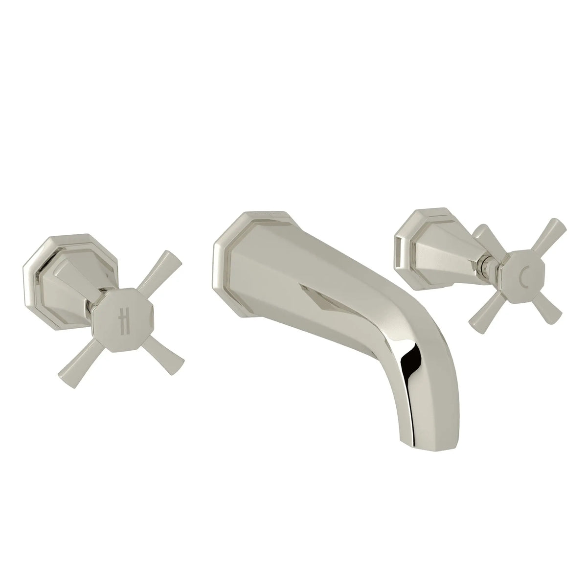 Perrin & Rowe Deco Wall Mount Lavatory Faucet Trim U.3171 - Polished Nickel