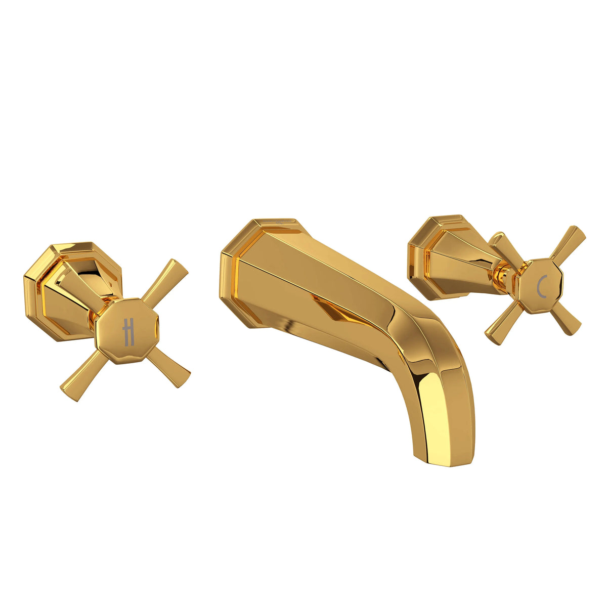 Perrin & Rowe Deco Wall Mount Lavatory Faucet Trim U.3171 - English Gold