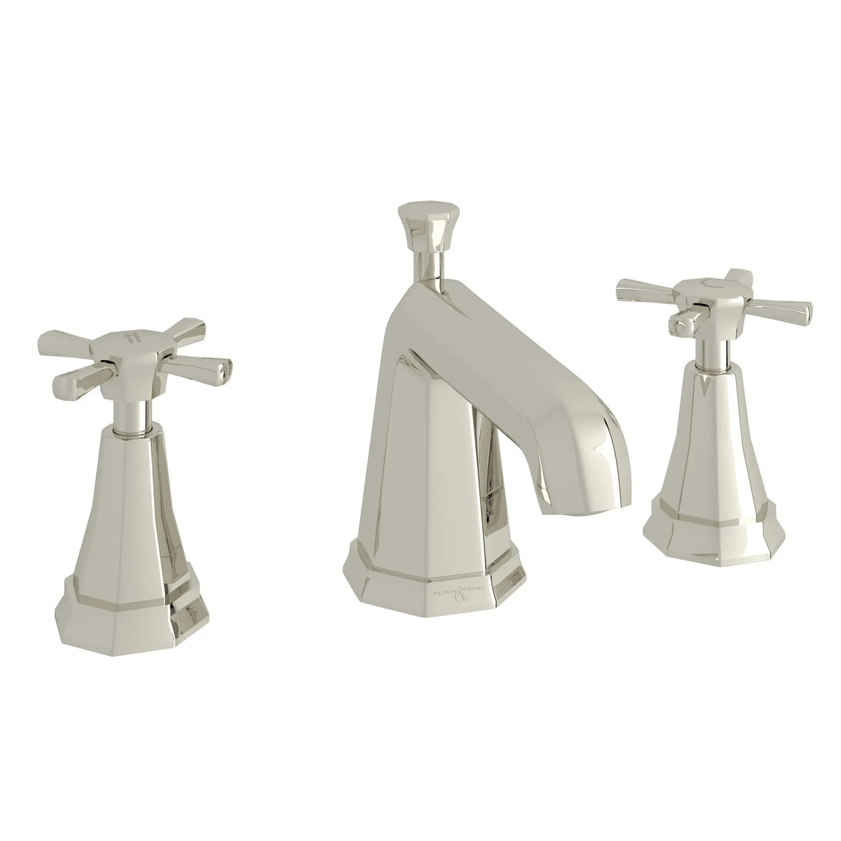 Perrin & Rowe Deco Widespread Lavatory Faucet U.3142 - Polished Nickel