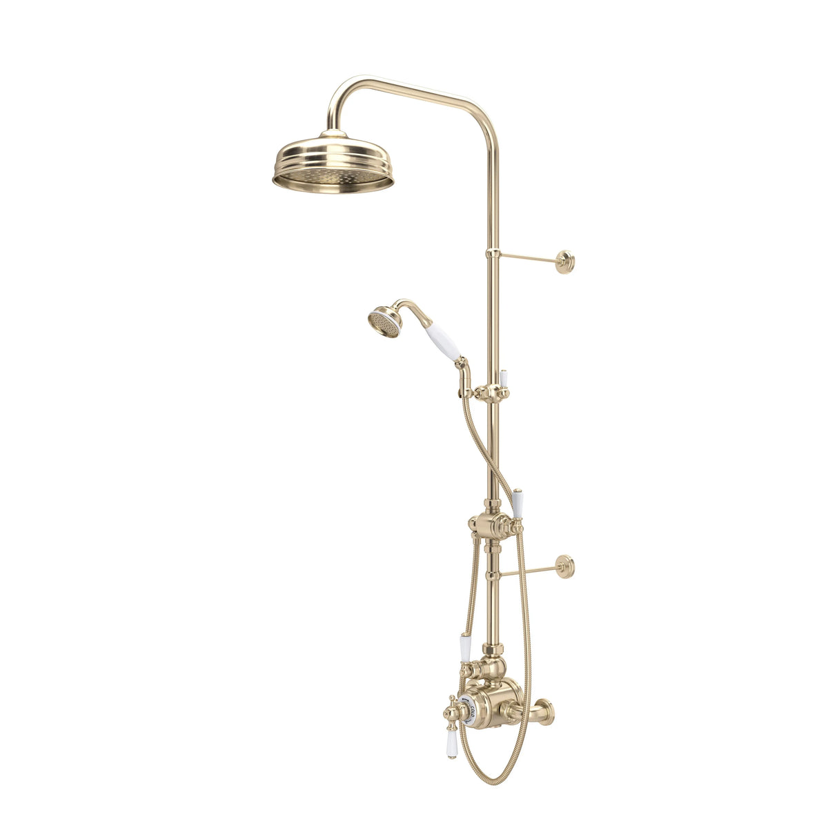 Perrin & Rowe Edwardian 3/4" Exposed Wall Mount Thermostatic Shower System U.KIT1NL - Satin Nickel