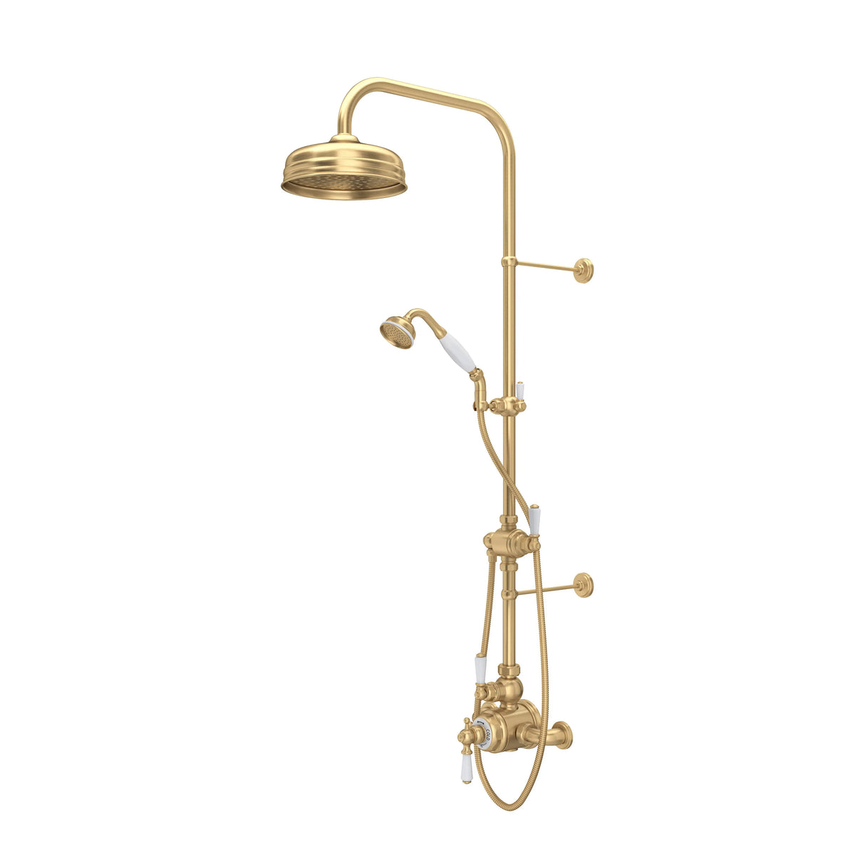 Perrin & Rowe Edwardian 3/4" Exposed Wall Mount Thermostatic Shower System U.KIT1NL - Satin English Gold