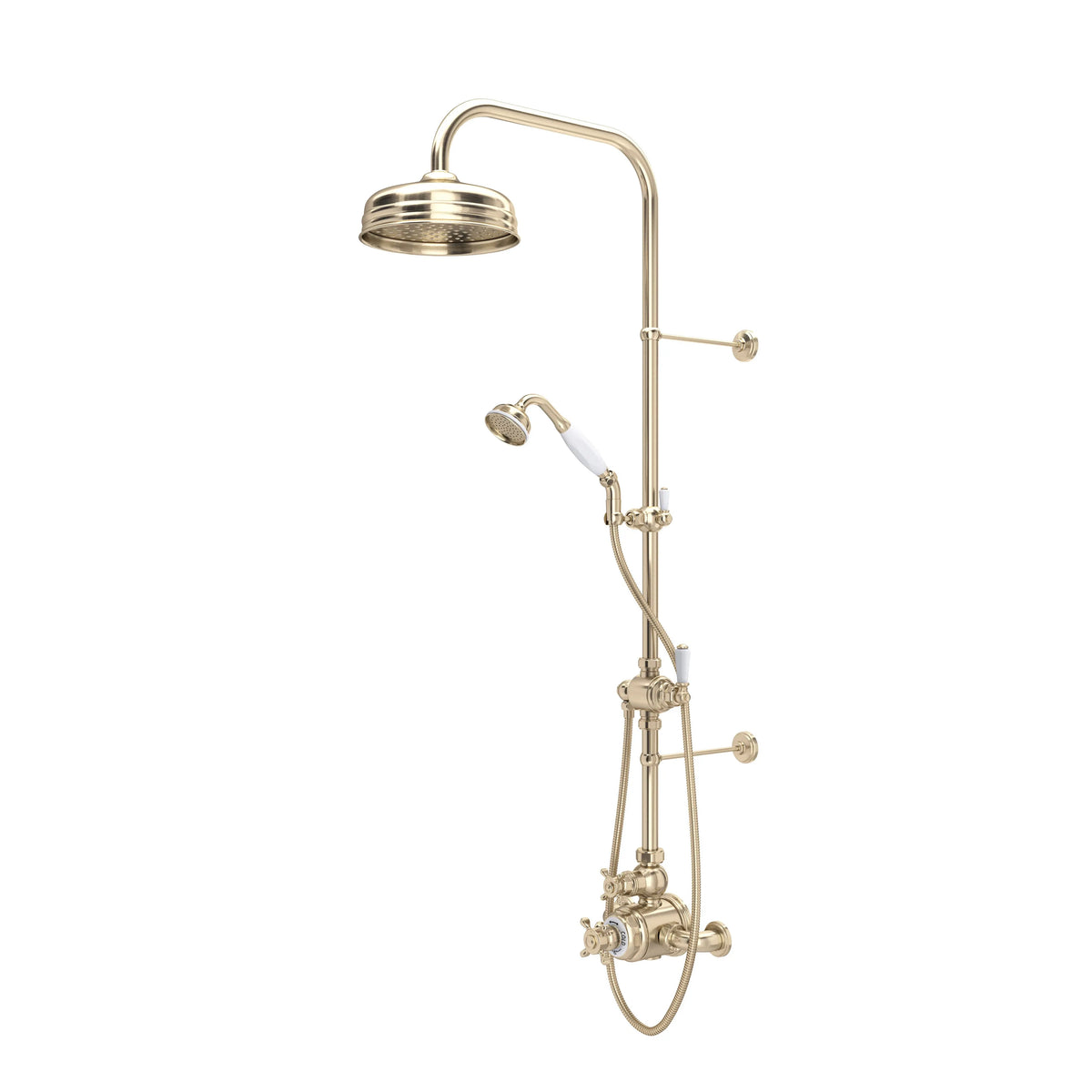 Perrin & Rowe Edwardian 3/4" Exposed Wall Mount Thermostatic Shower System U.KIT1NX - Satin Nickel