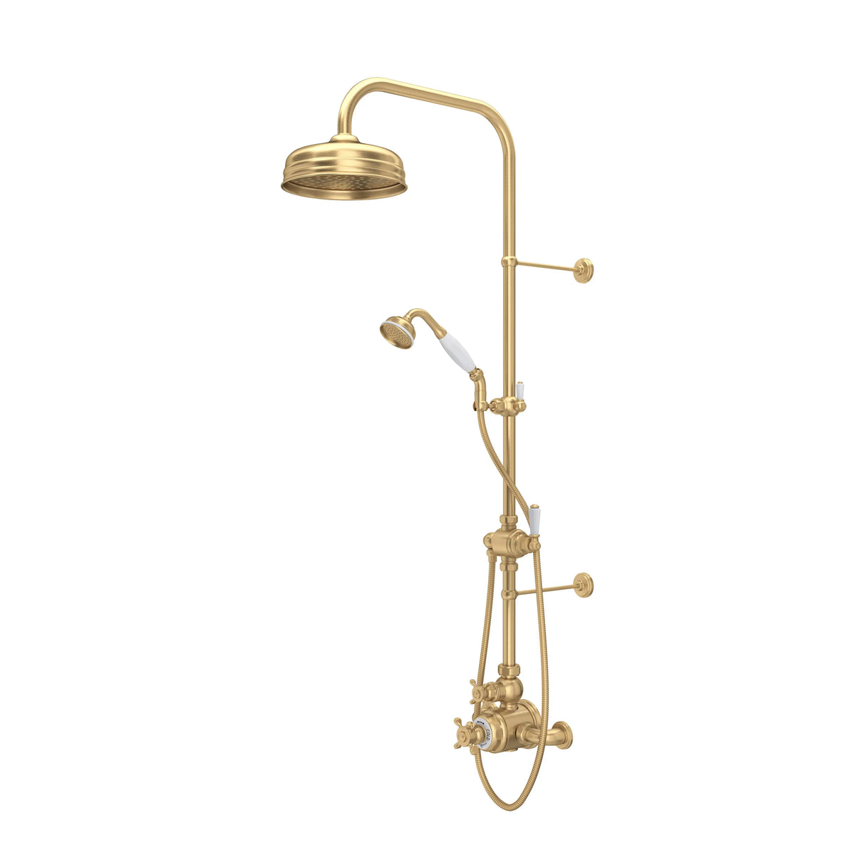Perrin & Rowe Edwardian 3/4" Exposed Wall Mount Thermostatic Shower System U.KIT1NX - Satin English Gold
