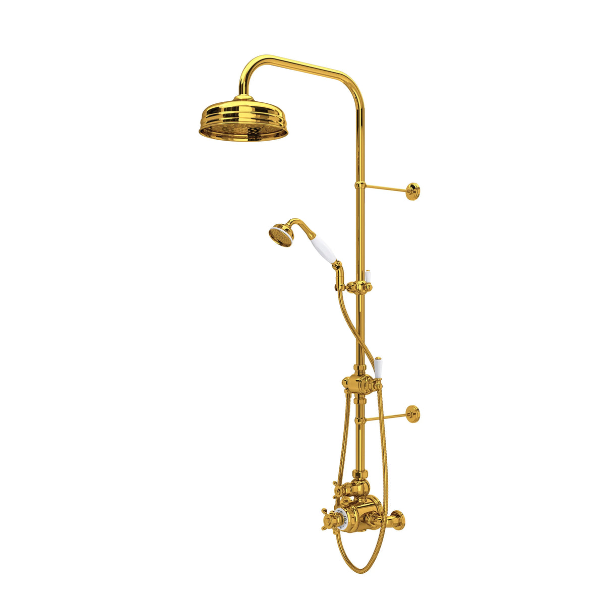 Perrin & Rowe Edwardian 3/4" Exposed Wall Mount Thermostatic Shower System U.KIT1NX - Unlacquered Brass