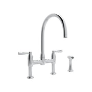 Perrin & Rowe Holborn Bridge Kitchen Faucet With C-Spout And Side Spray U.4273 - Polished Chrome