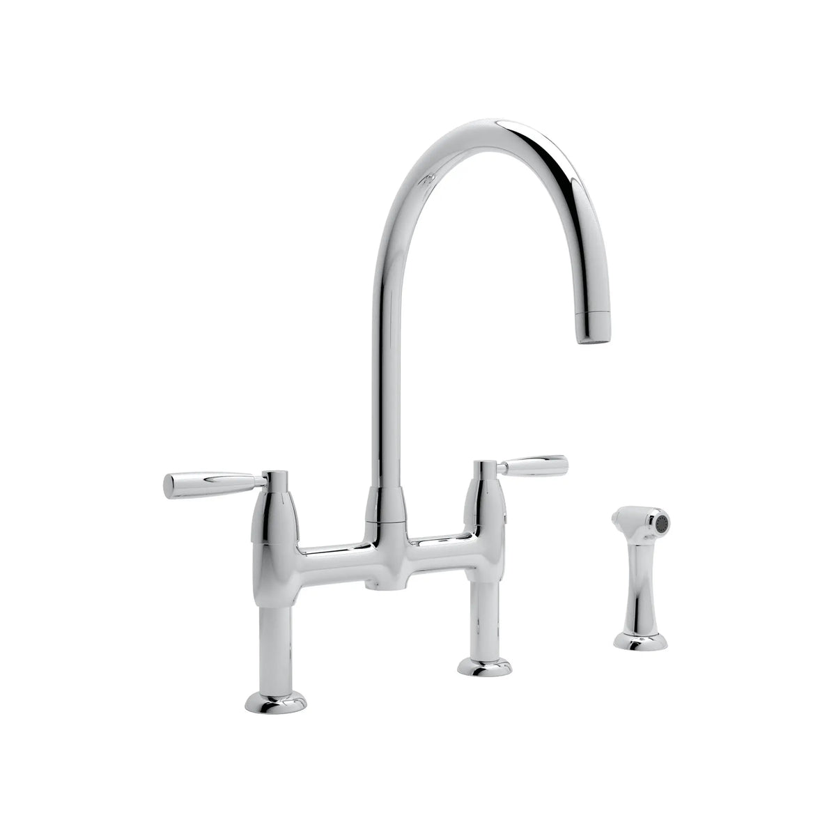Perrin & Rowe Holborn Bridge Kitchen Faucet With C-Spout And Side Spray U.4273 - Polished Chrome