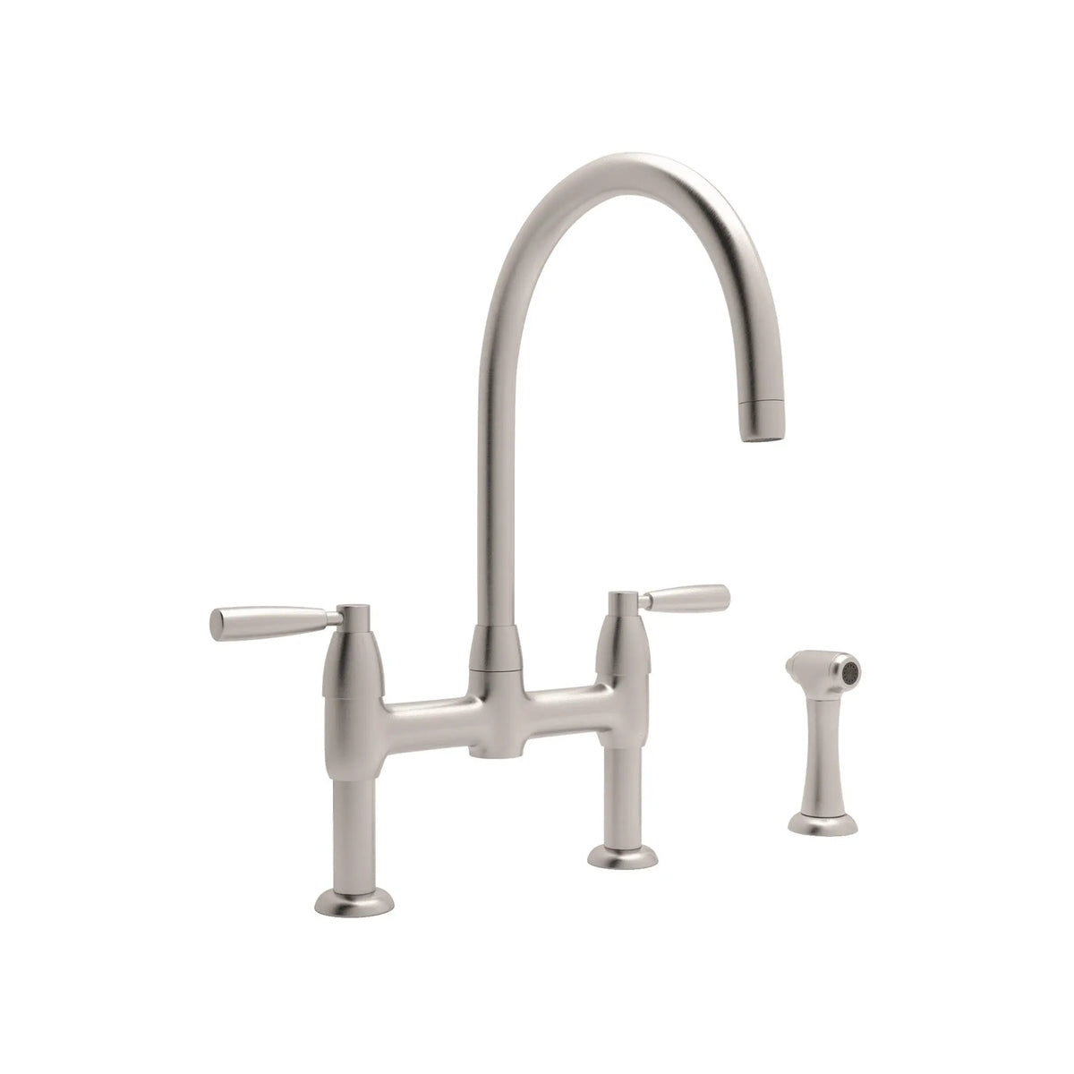 Perrin & Rowe Holborn Bridge Kitchen Faucet With C-Spout And Side Spray U.4273 - Satin Nickel