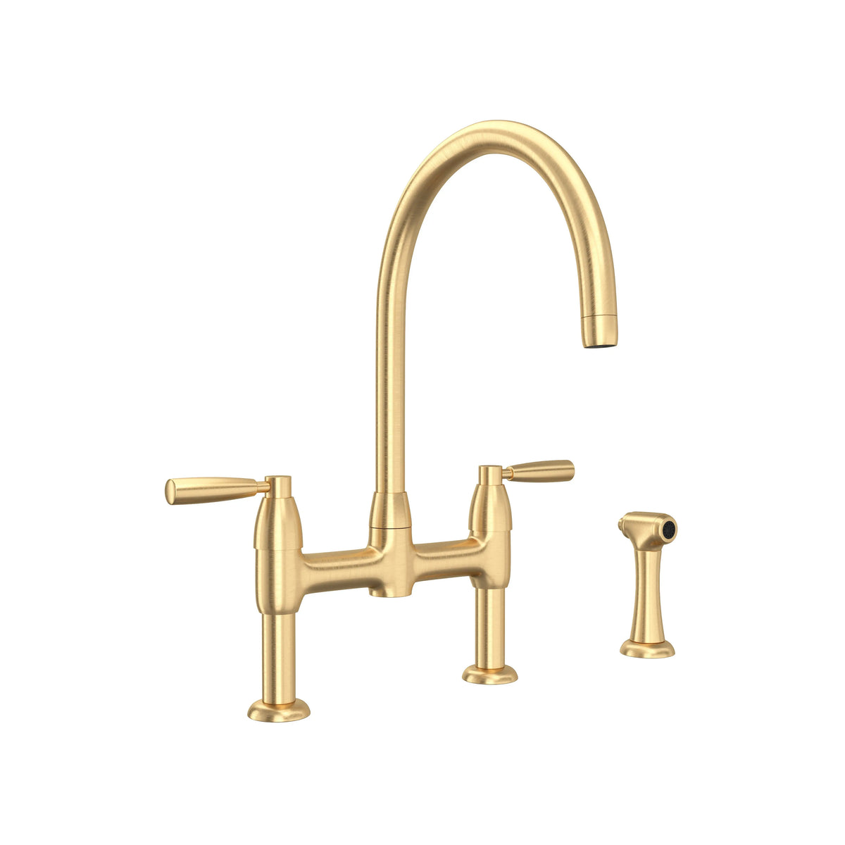 Perrin & Rowe Holborn Bridge Kitchen Faucet With C-Spout And Side Spray U.4273 - Satin English Gold